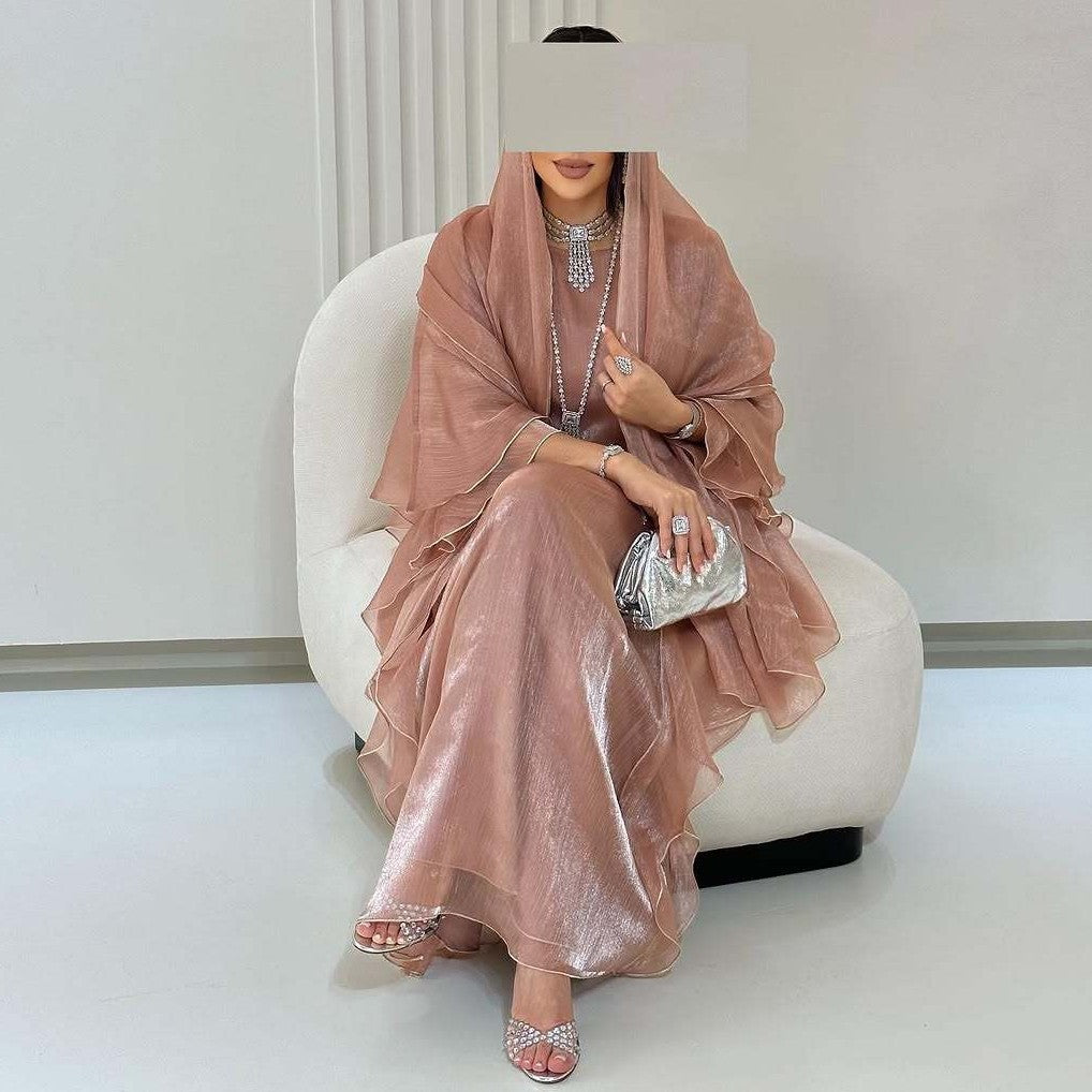 Women's Solid Color Loose Casual Dubai Cardigan Robe Dress