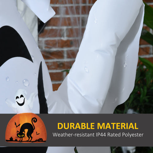 HOMCOM 5ft Halloween Inflatables Outdoor Decorations Ghost With Pumpkin, Outdoor Blow Up Yard Decor With LED Lights For Garden, Lawn, Party, Holiday
