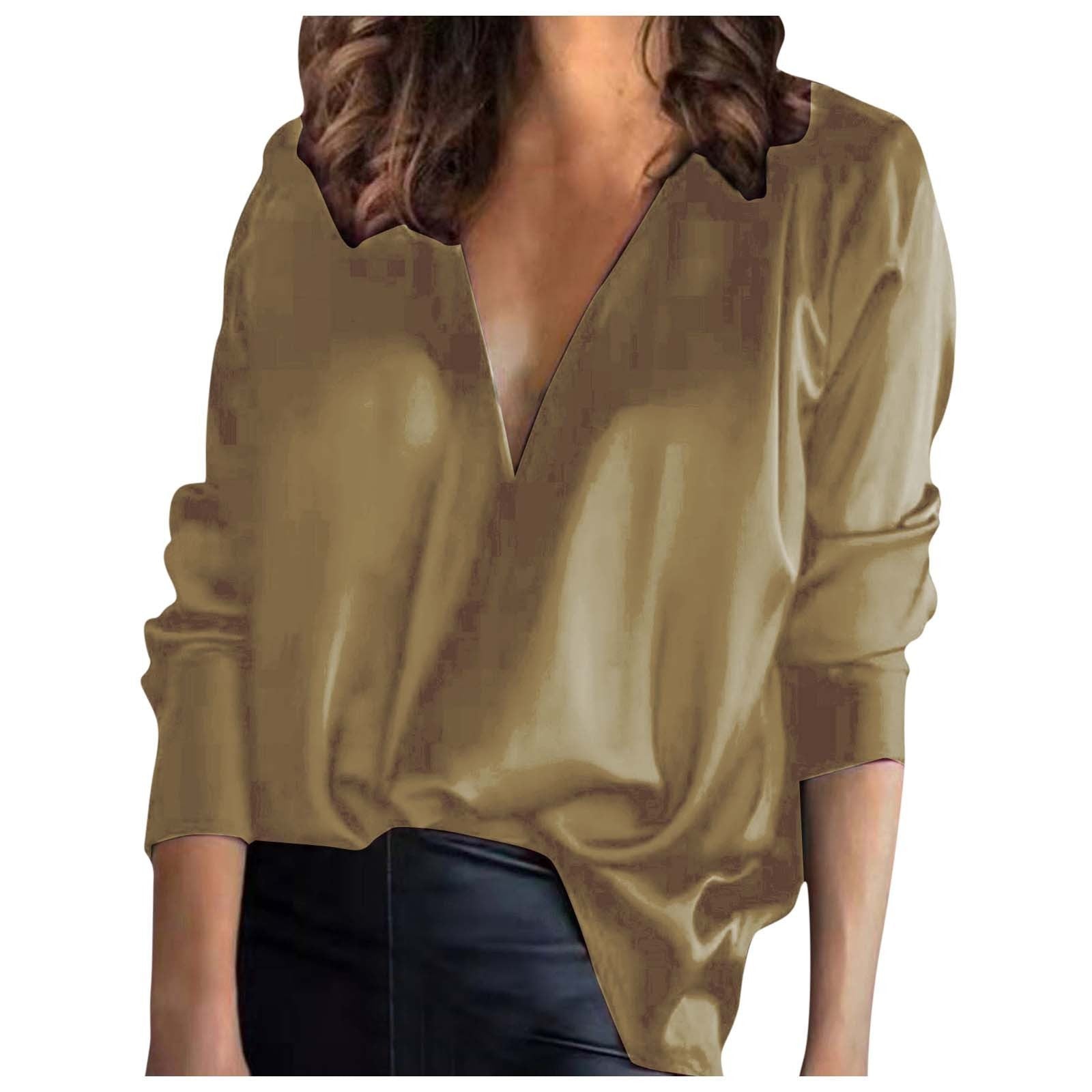 Temperament Commute Satin Long-sleeved Shirt For Women