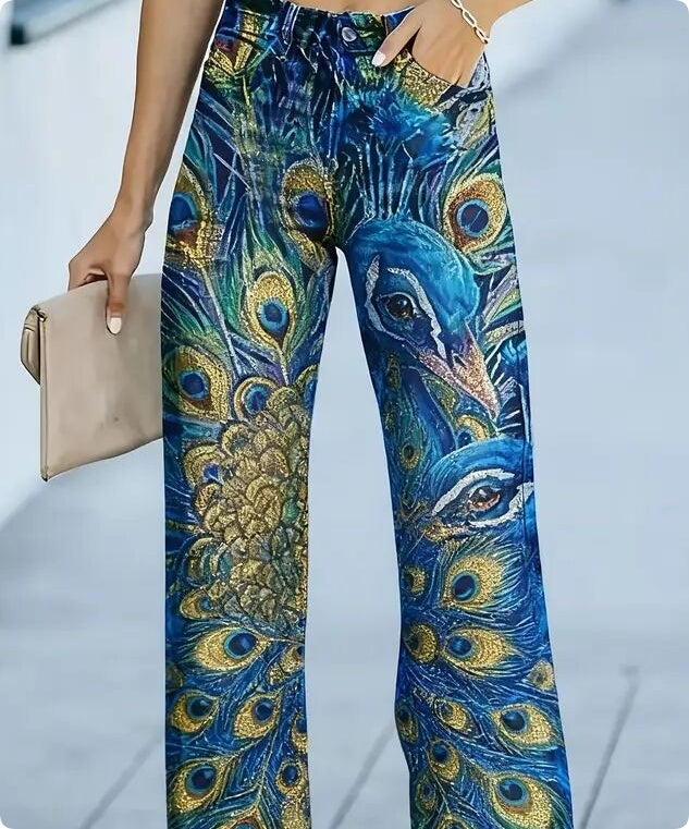 Daily High Rise Pattern Pocket Wide Leg Pants