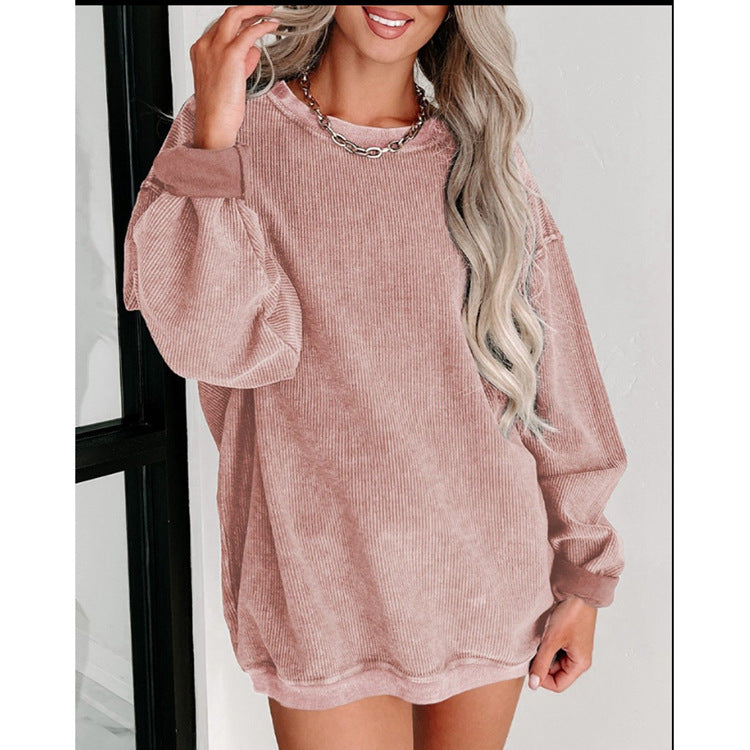 Women's Clothing Popular Brushed Hoody Women's Loose Crew Neck Top