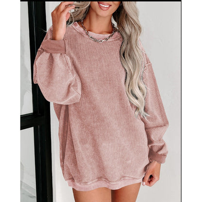 Women's Clothing Popular Brushed Hoody Women's Loose Crew Neck Top