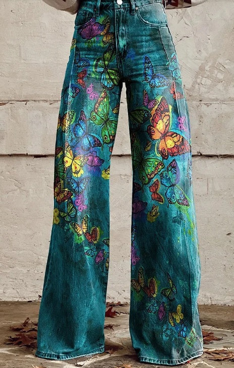 Daily High Rise Pattern Pocket Wide Leg Pants