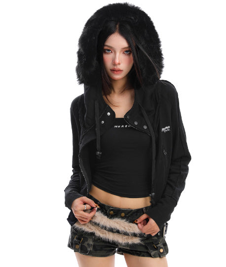 American Design Heavy Industry Short Fur Collar Sweater
