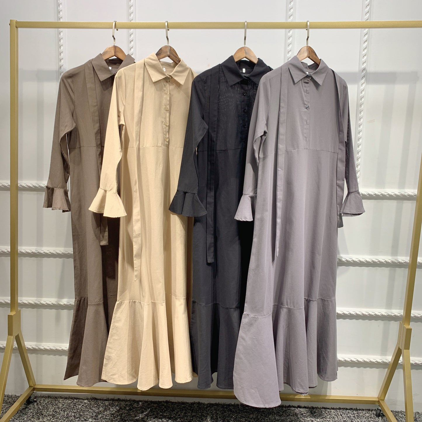 Flared Sleeve Shirt Dress Dubai Robe