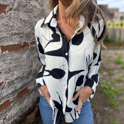 European And American Shirt Printed Casual Long Sleeve