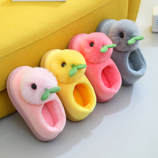 Princess Plush Three Dimensional Head Baby Cotton Slippers