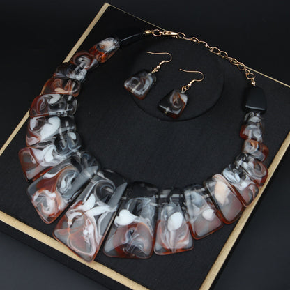 High Profile Retro Personality Necklace And Earrings Suite Ladies Ornament