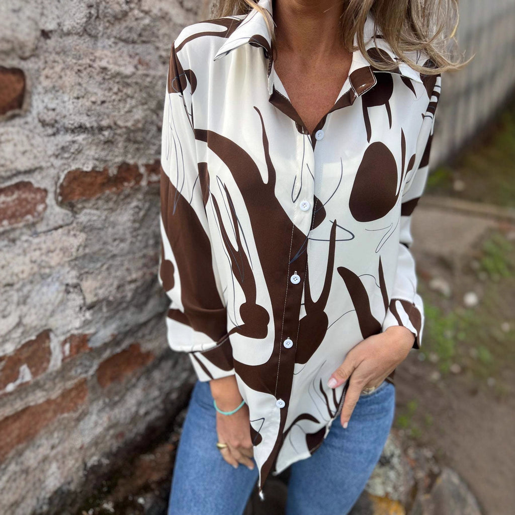 European And American Shirt Printed Casual Long Sleeve