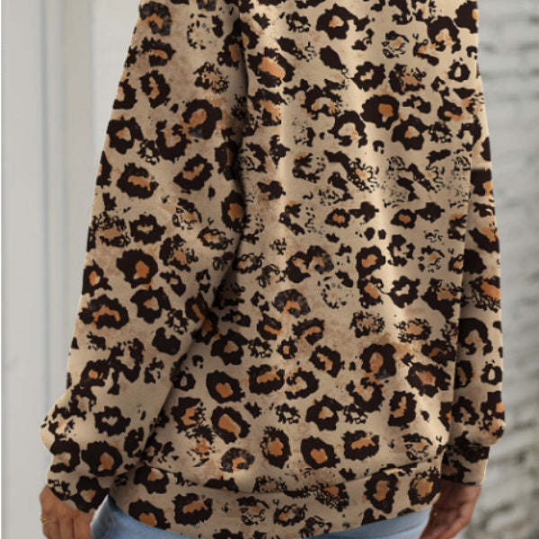 Brown Bleached Halloween Pumpkin Leopard Print Sweatshirt