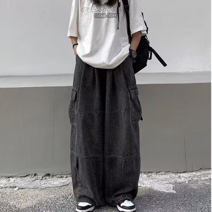 Mens Vintage Versatile Workwear Wide Leg Jeans