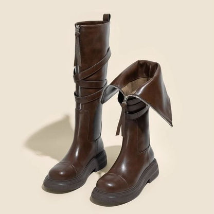 Brown Women's Riding Boots Thin High Tube Long