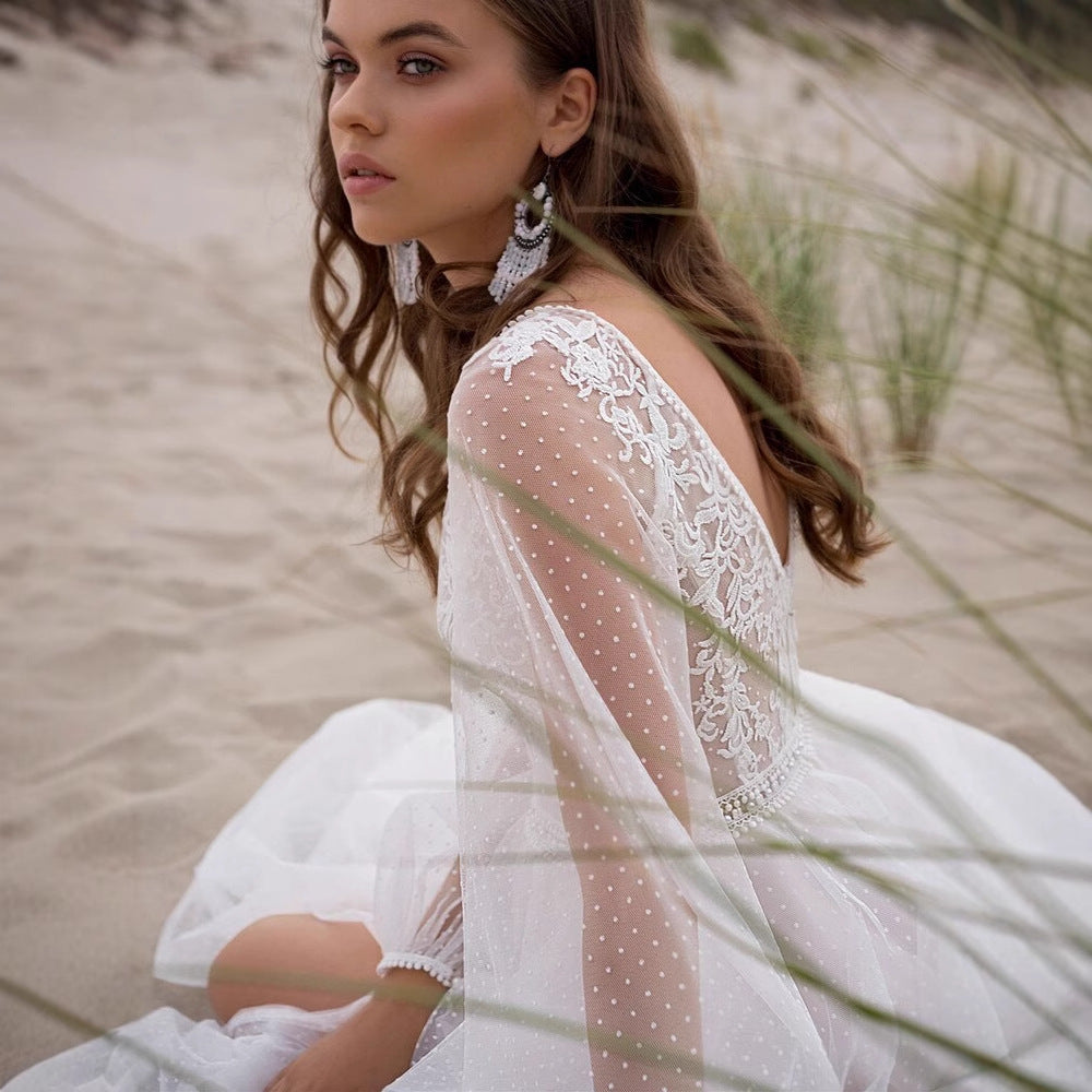 Wish Mesh Split New Light Women's Wedding Dress