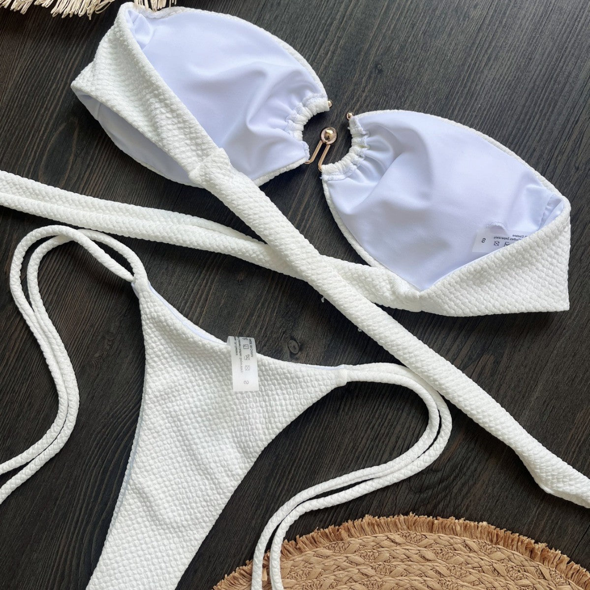 New Pure Color Bikini Sexy Backless Split Swimsuit Set Women