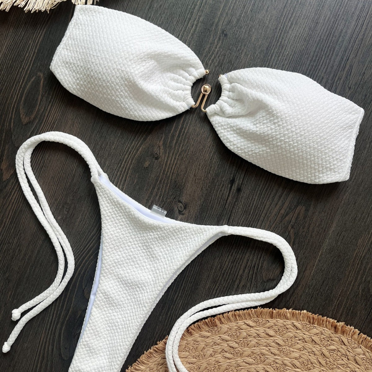 New Pure Color Bikini Sexy Backless Split Swimsuit Set Women