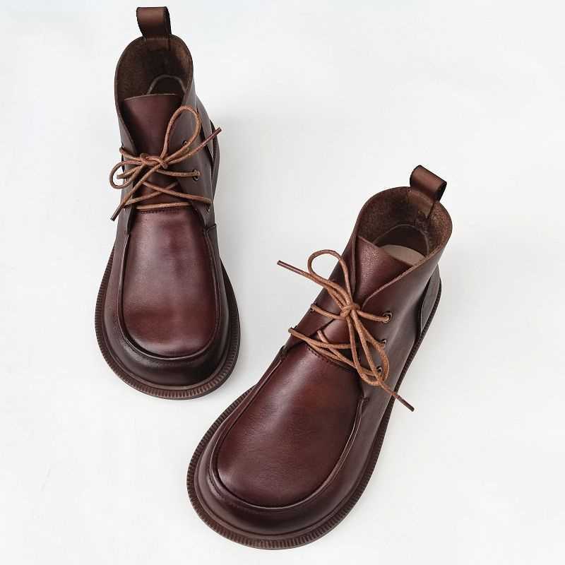 Big Toe Ankle Boots Pure Leather High-top Women's Shoes