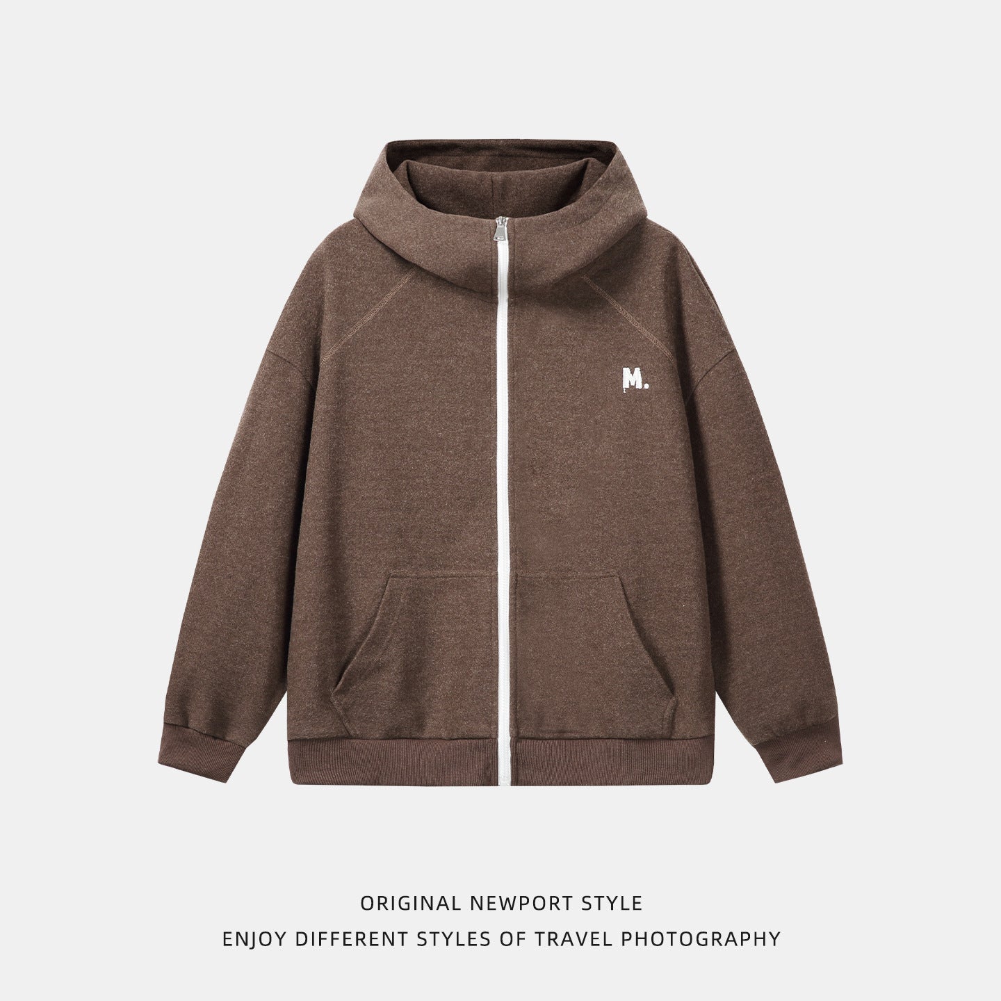 Contrast Color Zipper Casual Thickening Hoodie Coat