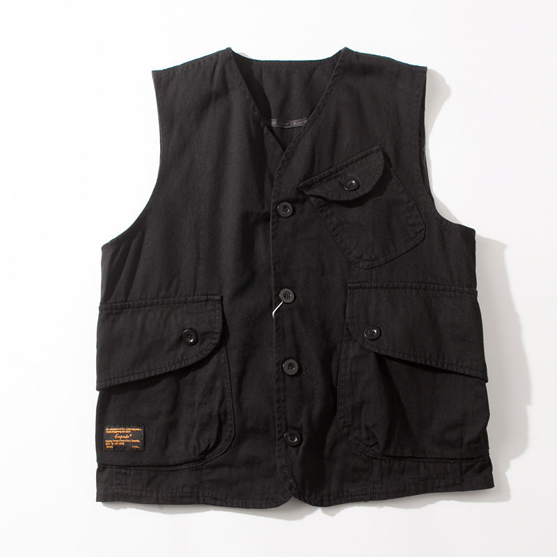 Multi-pocket Tooling Vest Women's Unisex BF Wind Loose Short Jacket Lovers All-match Retro Jacket