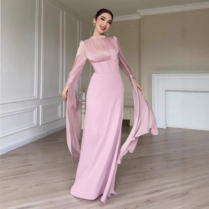 Elegant Long Sleeve Silky Comfortable Maxi Dress Soft Dress