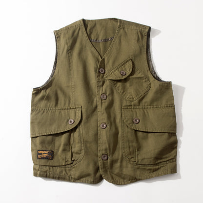 Multi-pocket Tooling Vest Women's Unisex BF Wind Loose Short Jacket Lovers All-match Retro Jacket