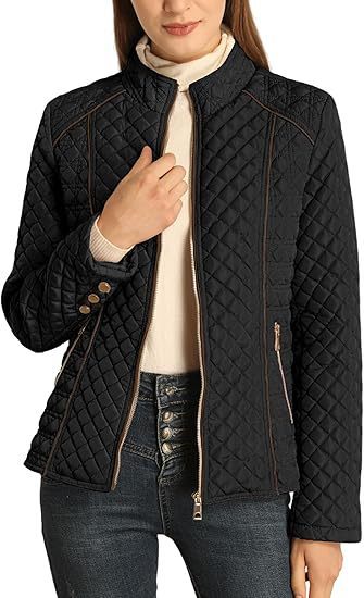 Women's Stand Collar Lightweight Quilted Padded Zip Jacket