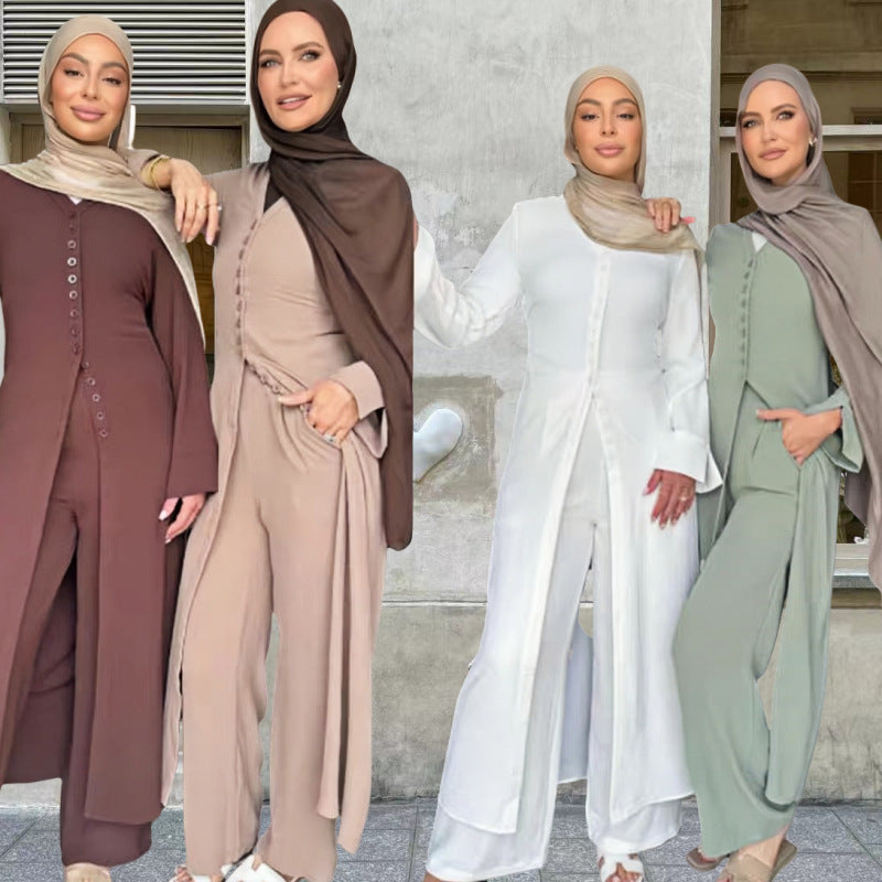 Dubai Turkey Casual Solid Color Two-piece Set