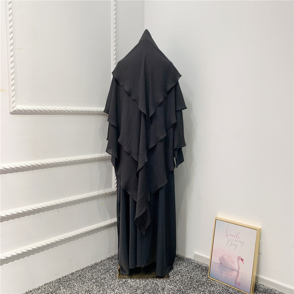 Fashionable Solid Color Three-layer Headscarf Dubai Travel Photo