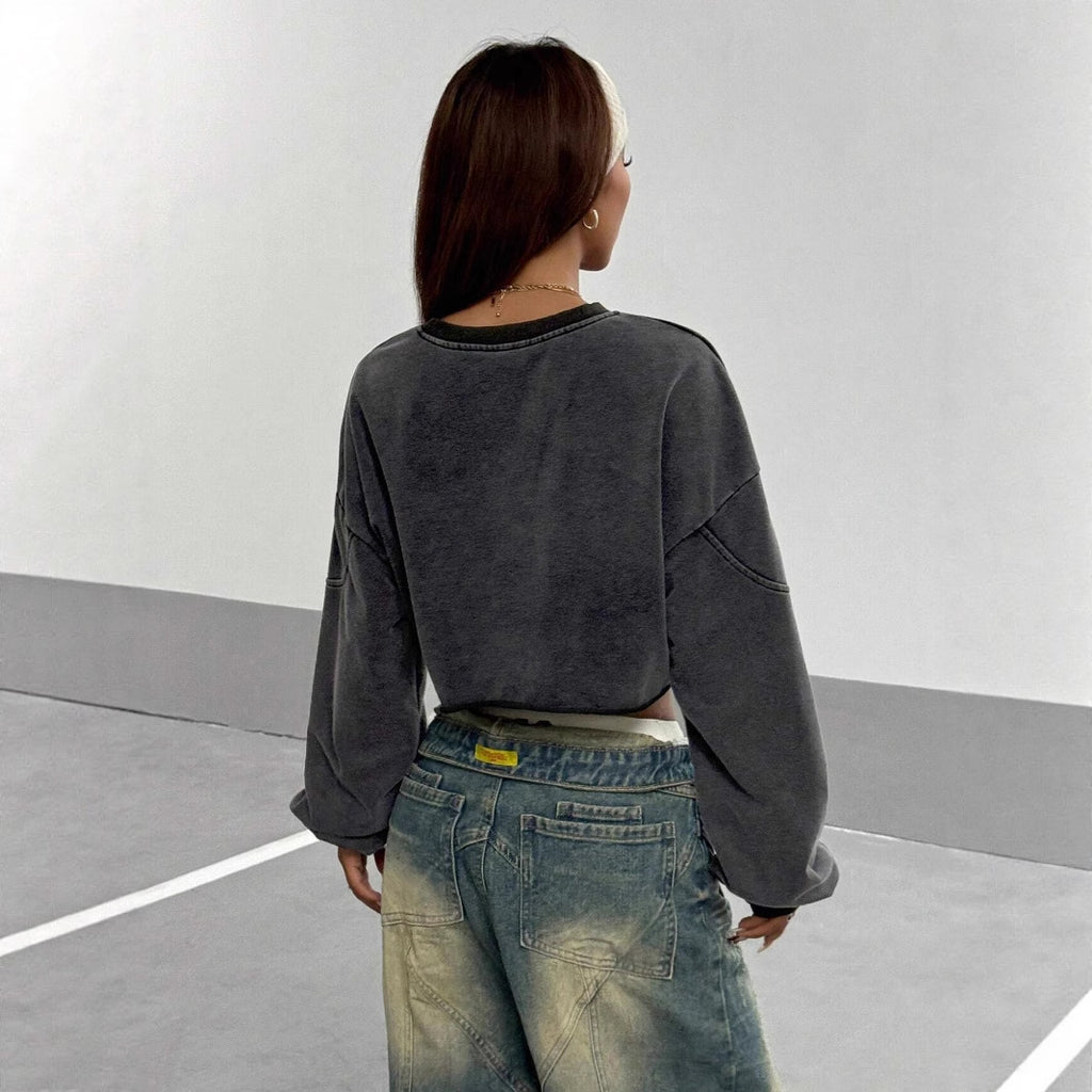 Street Style Hot Girl Trendy Cool All-match Distressed Short Top