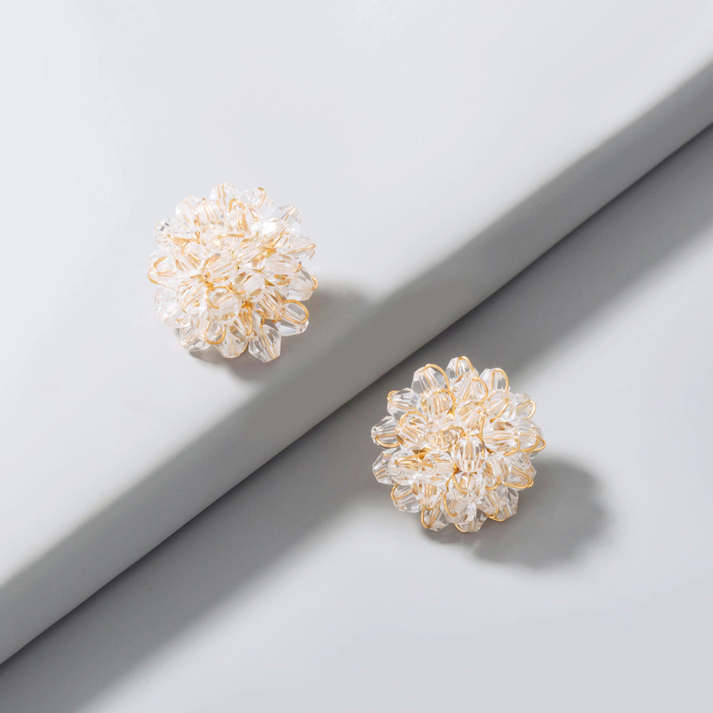 European and American hot-selling hand-woven crystal beads petal earrings earrings female accessories Christmas gifts