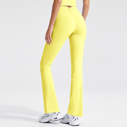 V Waist Yoga Pants Fitness Trousers High Waist Pleating
