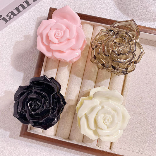 Elegant Retro Three-dimensional Rose Grip Camellia Back Head Half Tie Hairpin
