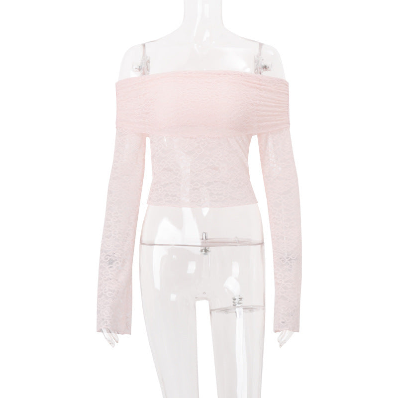 Sweet Lace Top Mid-length Dress Set Women