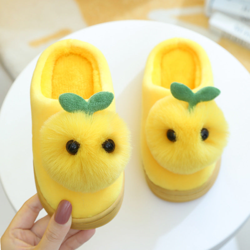 Princess Plush Three Dimensional Head Baby Cotton Slippers