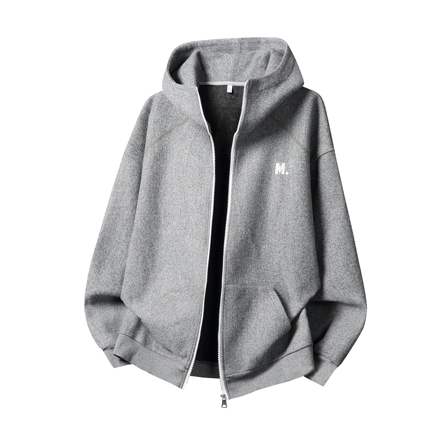 Contrast Color Zipper Casual Thickening Hoodie Coat