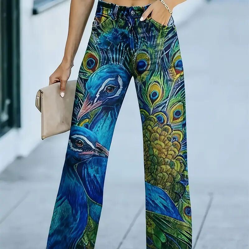 Daily High Rise Pattern Pocket Wide Leg Pants