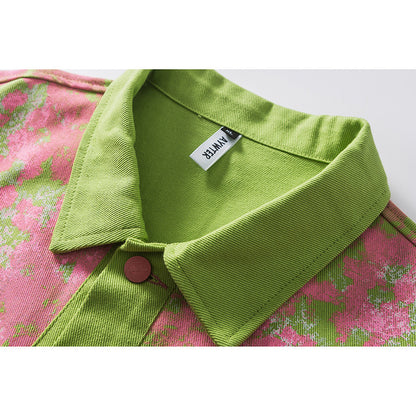 Yidao Vintage Spring New Creative Printing Lapel Jacket Jacket