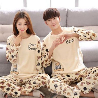Thick Warm Men  Flannel Winter Home Service Suit