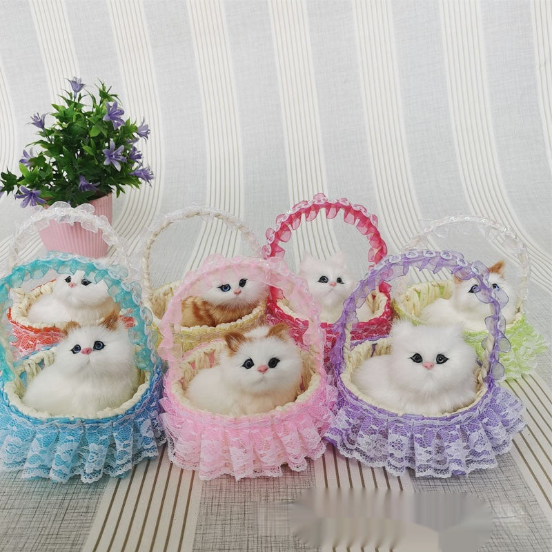 Lace Cabas Cat Fur Ornaments Children's Toys