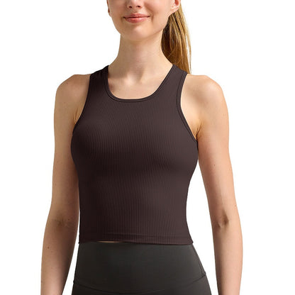 Sports Vest Ladies Belt Chest Pad Rib Breathable Quick-drying Workout Top