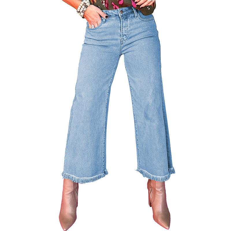 European And American Leisure Versatile High Waist Zipper Jeans