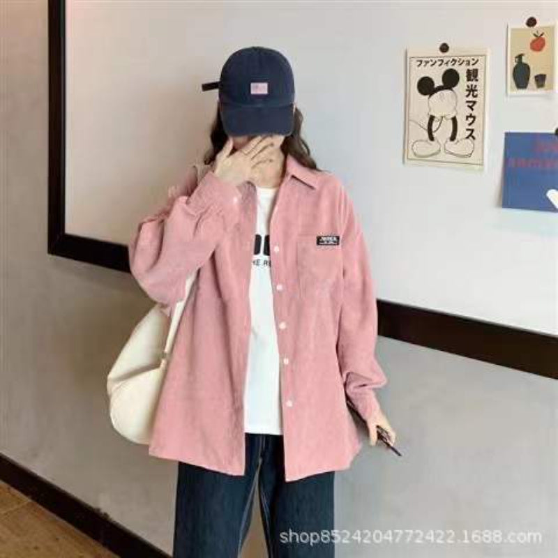 Corduroy Shirt Women's Autumn Long-sleeved Top Loose Lazy Style Shirt Jacket
