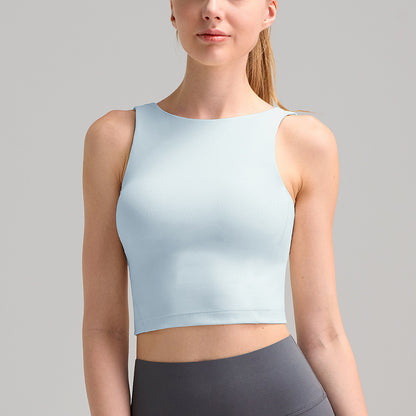 High Collar Women's Yoga Vest Workout Bra Brushed Soft Glutinous Sports Underwear
