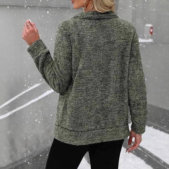 Women's Long Sleeve Plush Loose And Warm Fashionable Jacket