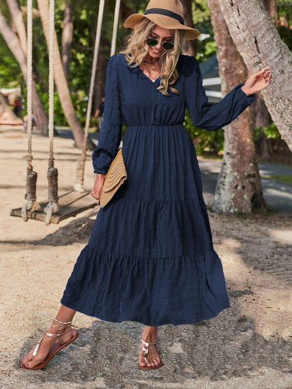 New Spring Style Lantern Sleeve Stitching Women's Clothing Dress