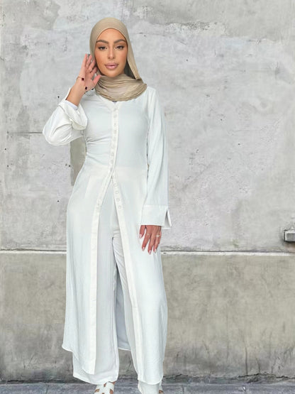 Dubai Turkey Casual Solid Color Two-piece Set