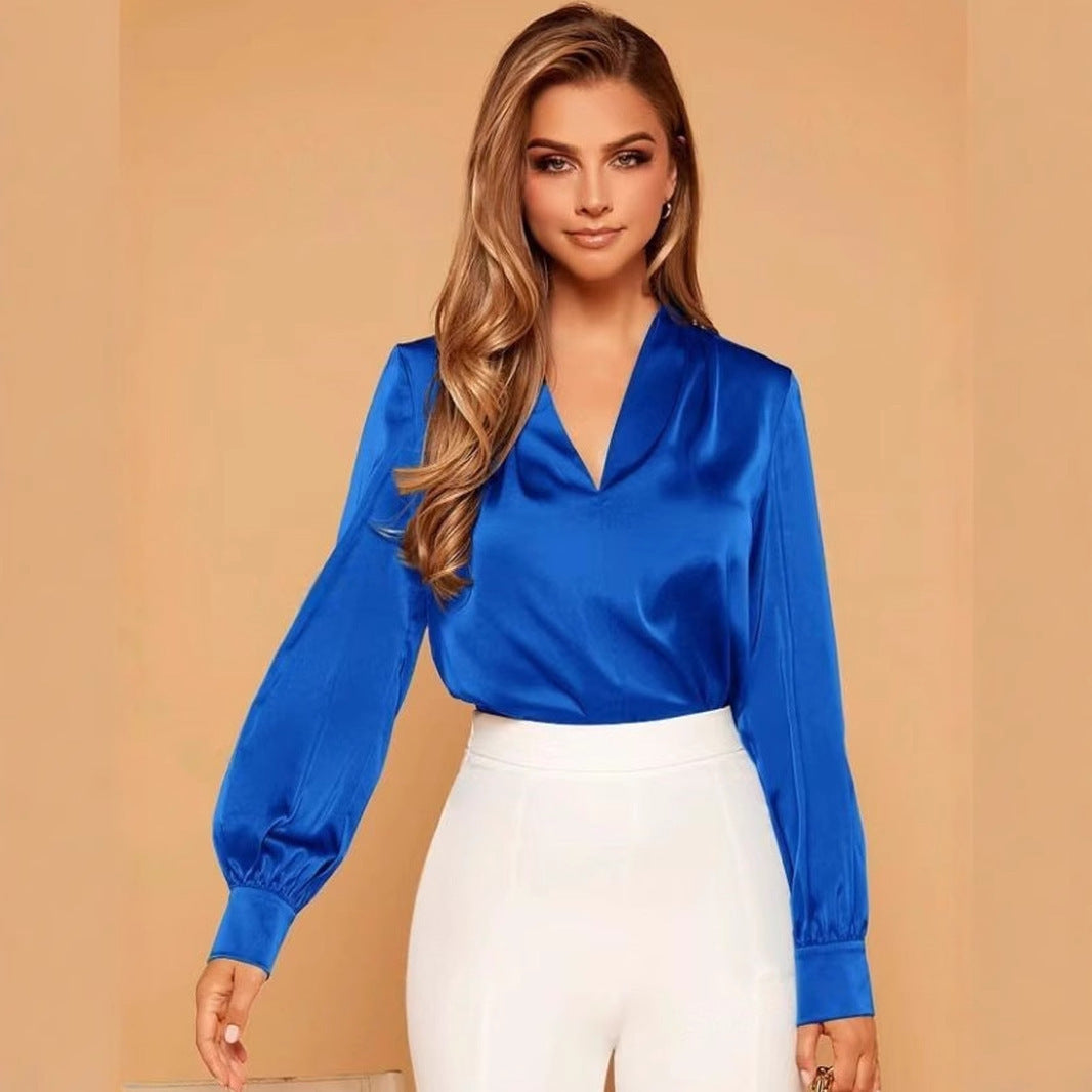 Women's Long-sleeved Satin Shirt