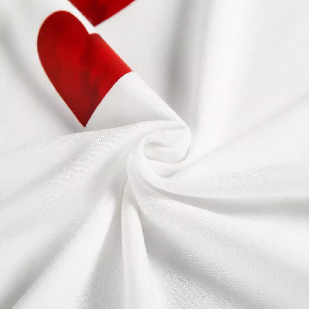 Heart Printing Short Sleeve Plus Size T-shirt