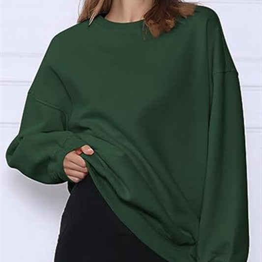 Women's Fashion Casual Round Neck Pullover Loose Casual Brushed Hoody