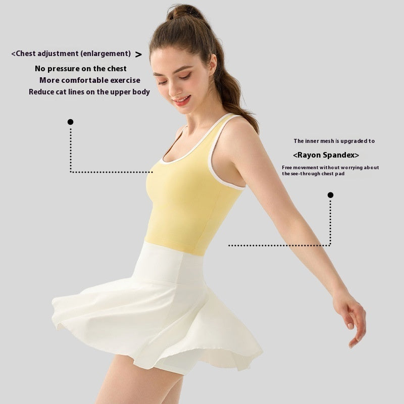 Nude Feel Yoga Clothes Vest Semi-fixed Cup Tennis Training Workout Bra Color Contrast Short