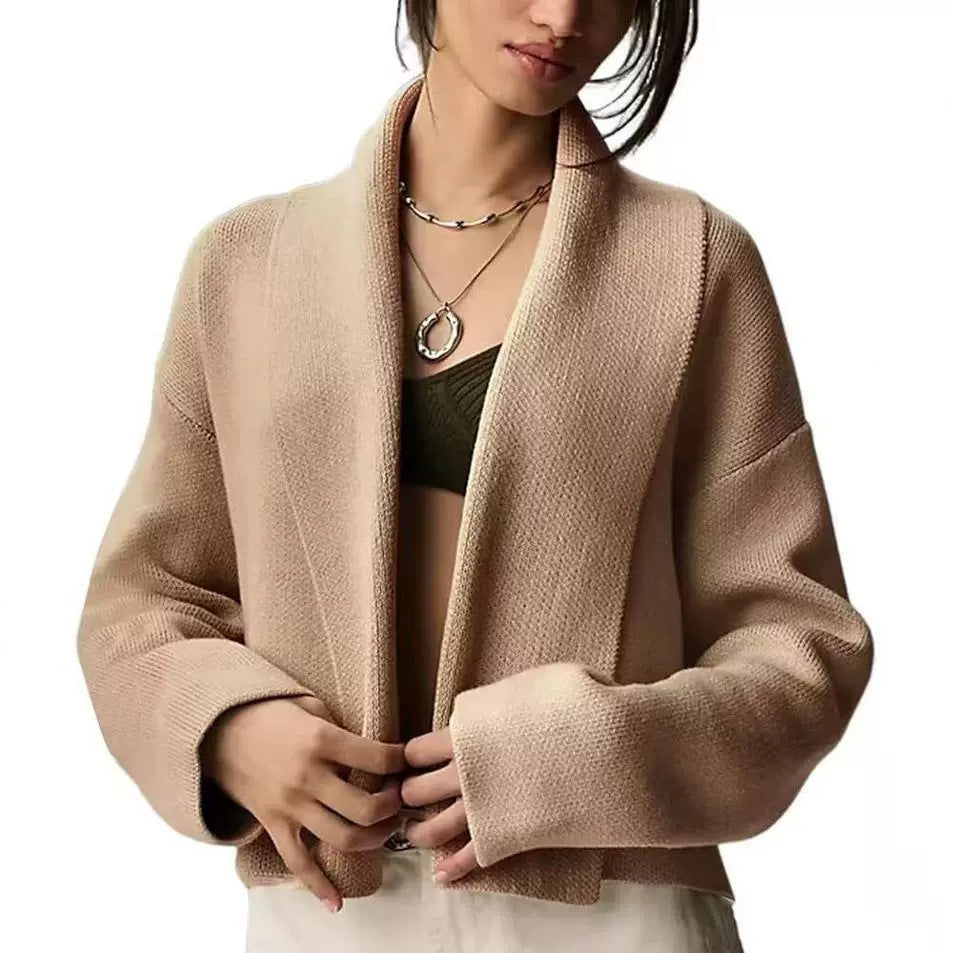 Fashionable All-matching Scarf Collar Knitted Cardigan Shawl